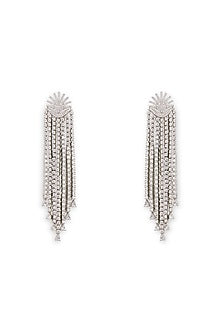 Silver Finish Cubic Zirconia Dangler Earrings