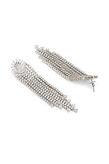 Silver Finish Cubic Zirconia Dangler Earrings