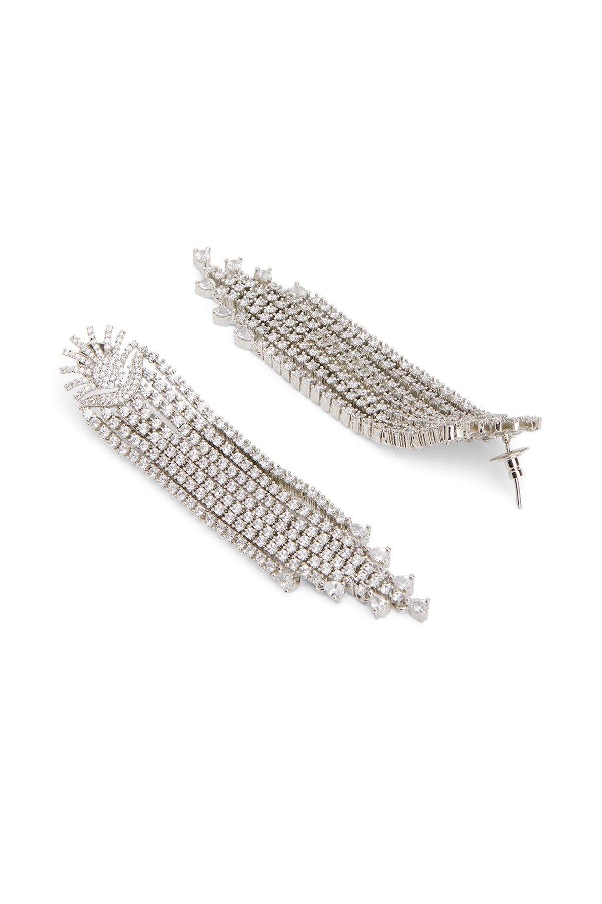 Silver Finish Cubic Zirconia Dangler Earrings