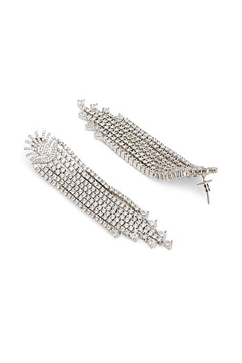 Silver Finish Cubic Zirconia Dangler Earrings