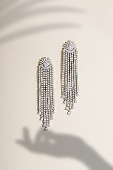 Silver Finish Cubic Zirconia Dangler Earrings