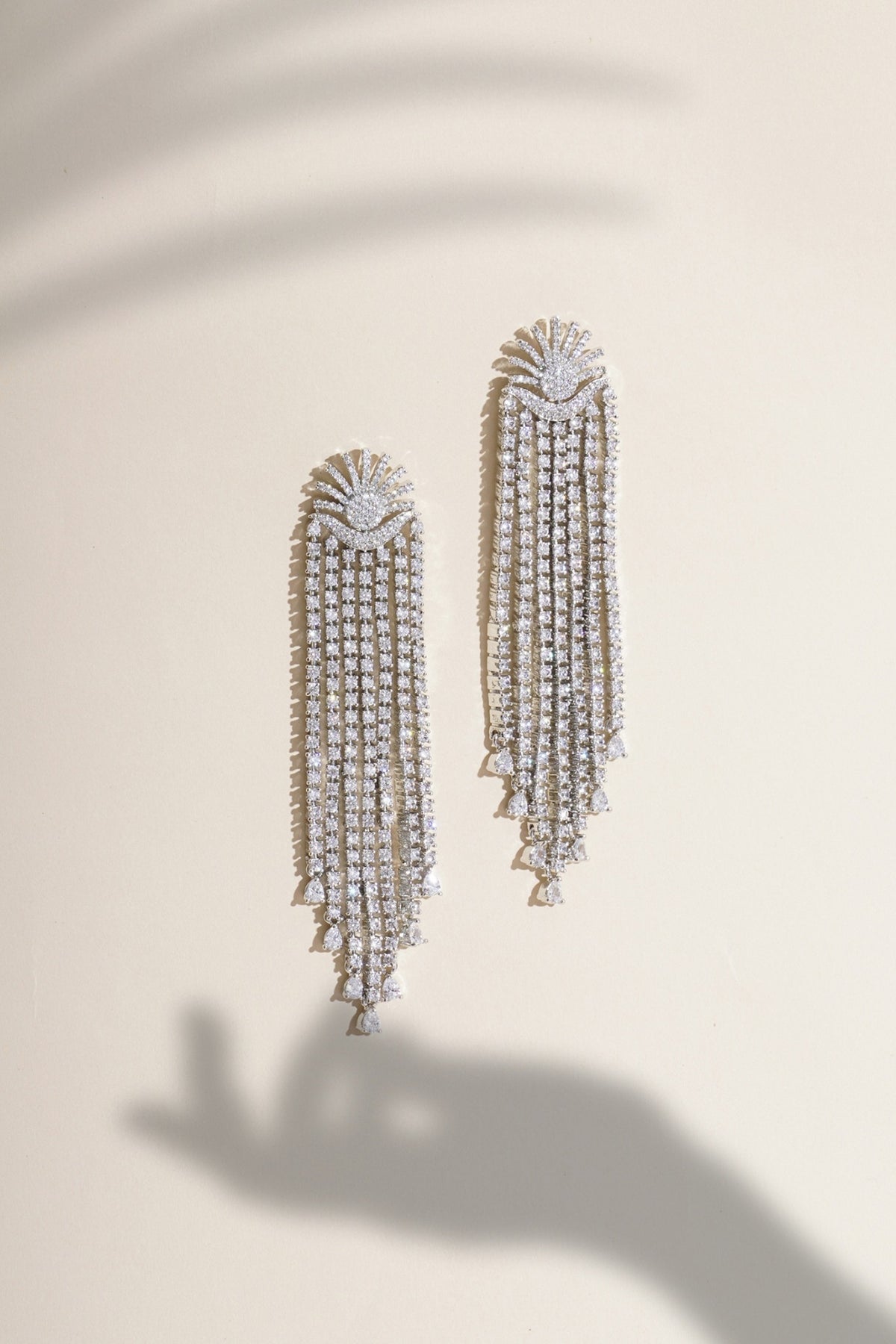 Silver Finish Cubic Zirconia Dangler Earrings
