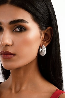 Silver Finish Cubic Zirconia Hoop Earrings