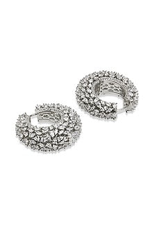 Silver Finish Cubic Zirconia Hoop Earrings