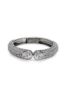 Silver Finish Cubic Zirconia Cuff Bracelet