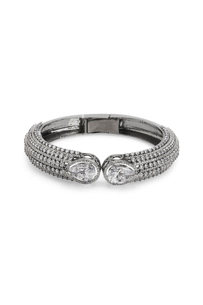 Silver Finish Cubic Zirconia Cuff Bracelet