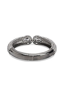 Silver Finish Cubic Zirconia Cuff Bracelet