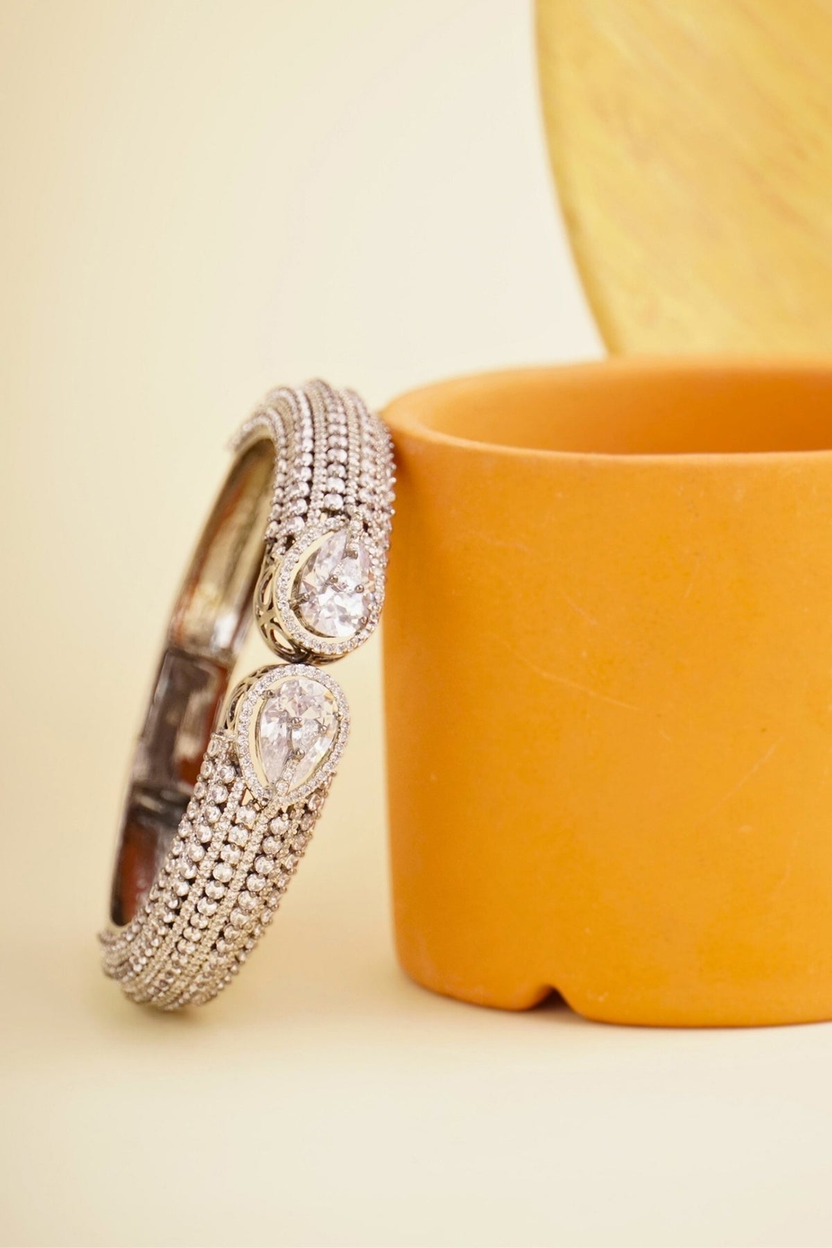 Silver Finish Cubic Zirconia Cuff Bracelet