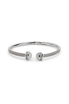 Silver Finish Cubic Zirconia Cuff Bracelet