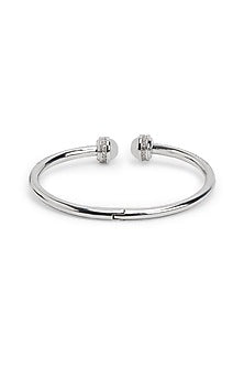 Silver Finish Cubic Zirconia Cuff Bracelet