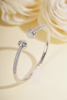 Silver Finish Cubic Zirconia Cuff Bracelet