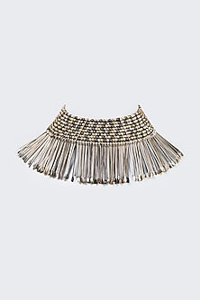 Gun Metal Finish Stick Choker Necklace