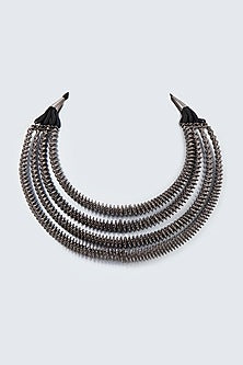 Two Tone Finish Spring Collar Necklace