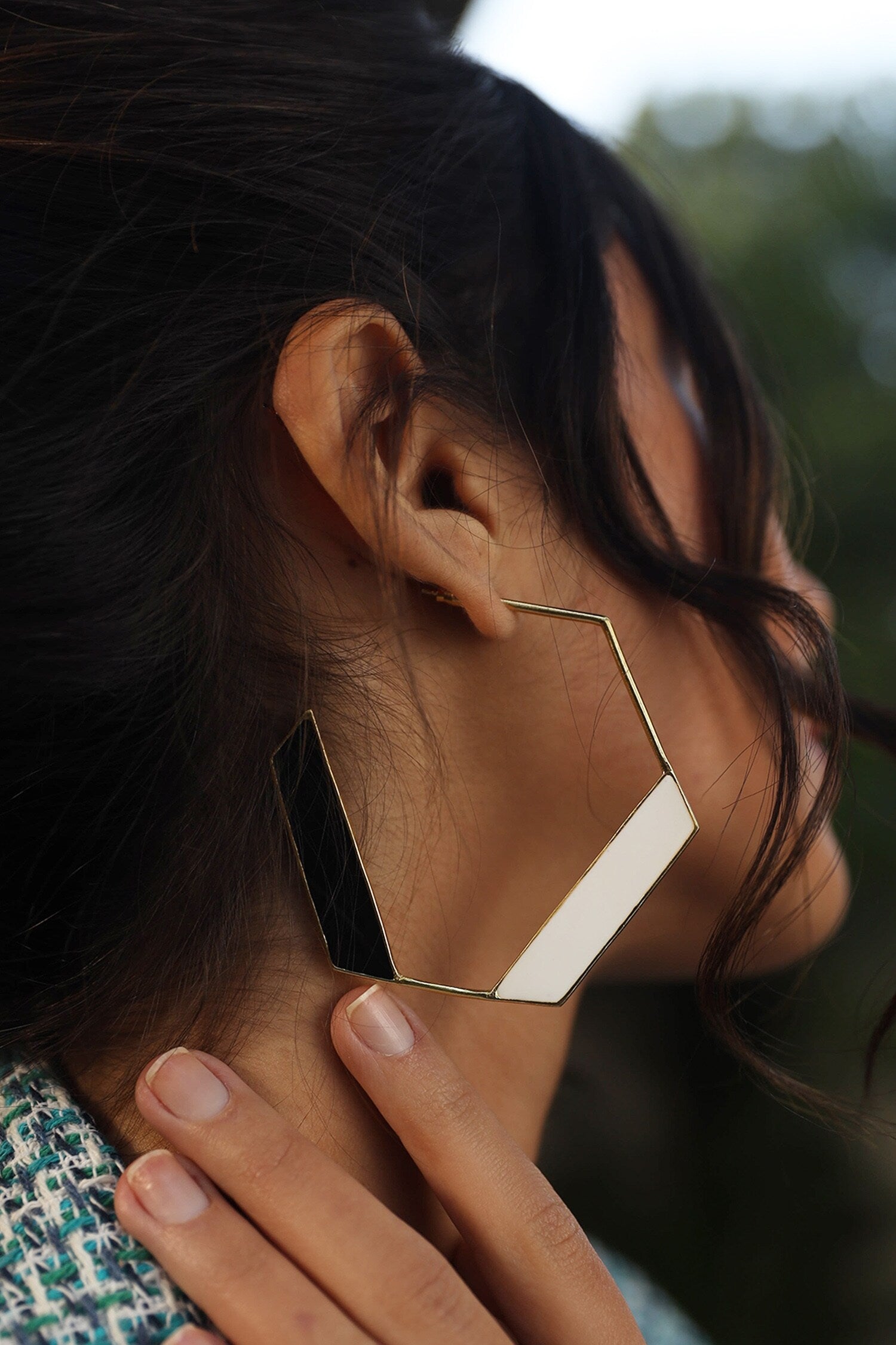 Adele Hexagon Shape Hoops 