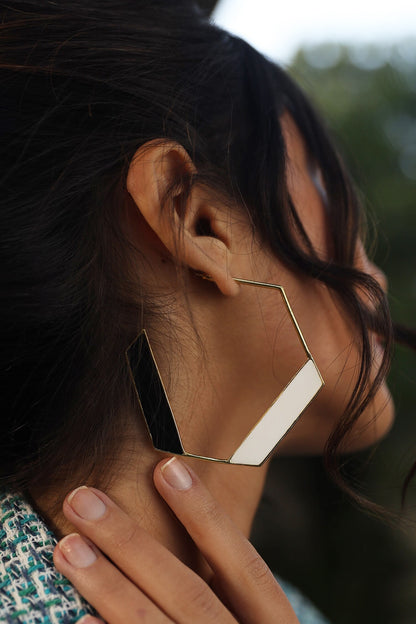 Adele Hexagon Shape Hoops 