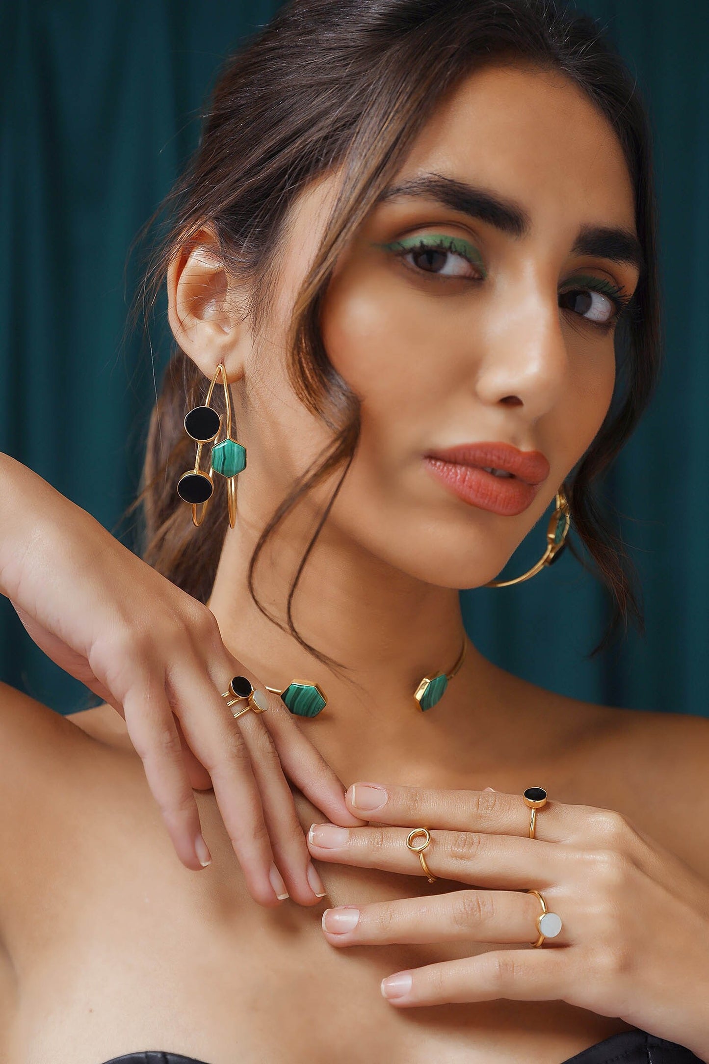 Arnia Stone Embellished Hoops 