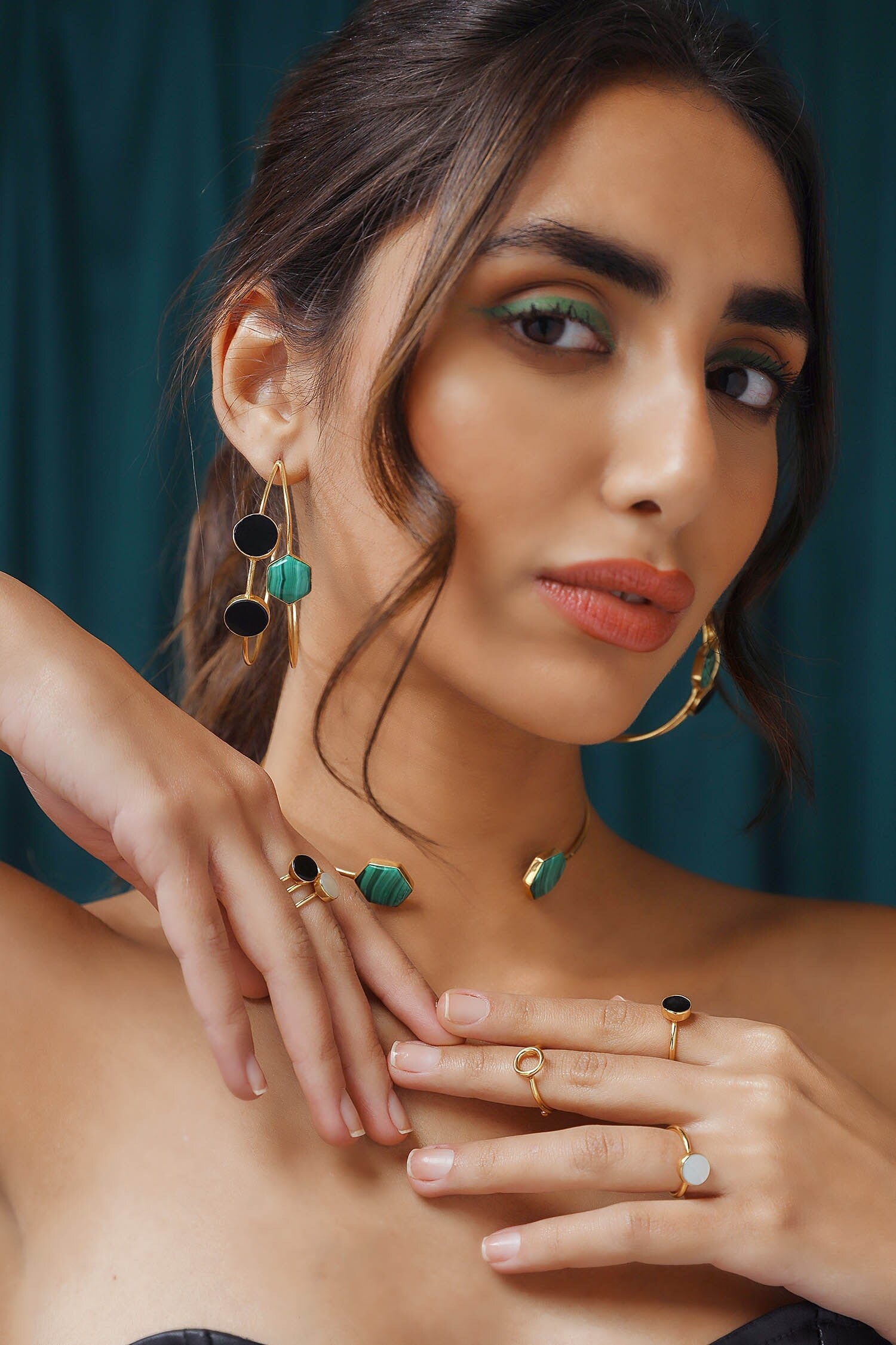 Arnia Stone Embellished Hoops 