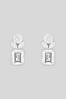 White Finish Swarovski Zirconia Dangler Earrings In Sterling Silver
