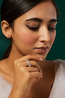 White Finish Swarovski Zirconia Ring In Sterling Silver