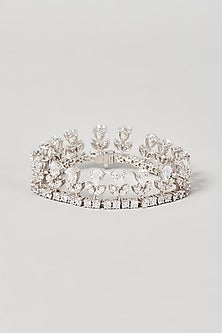 White Finish Swarovski Zirconia Bracelet In Sterling Silver
