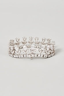 White Finish Swarovski Zirconia Bracelet In Sterling Silver