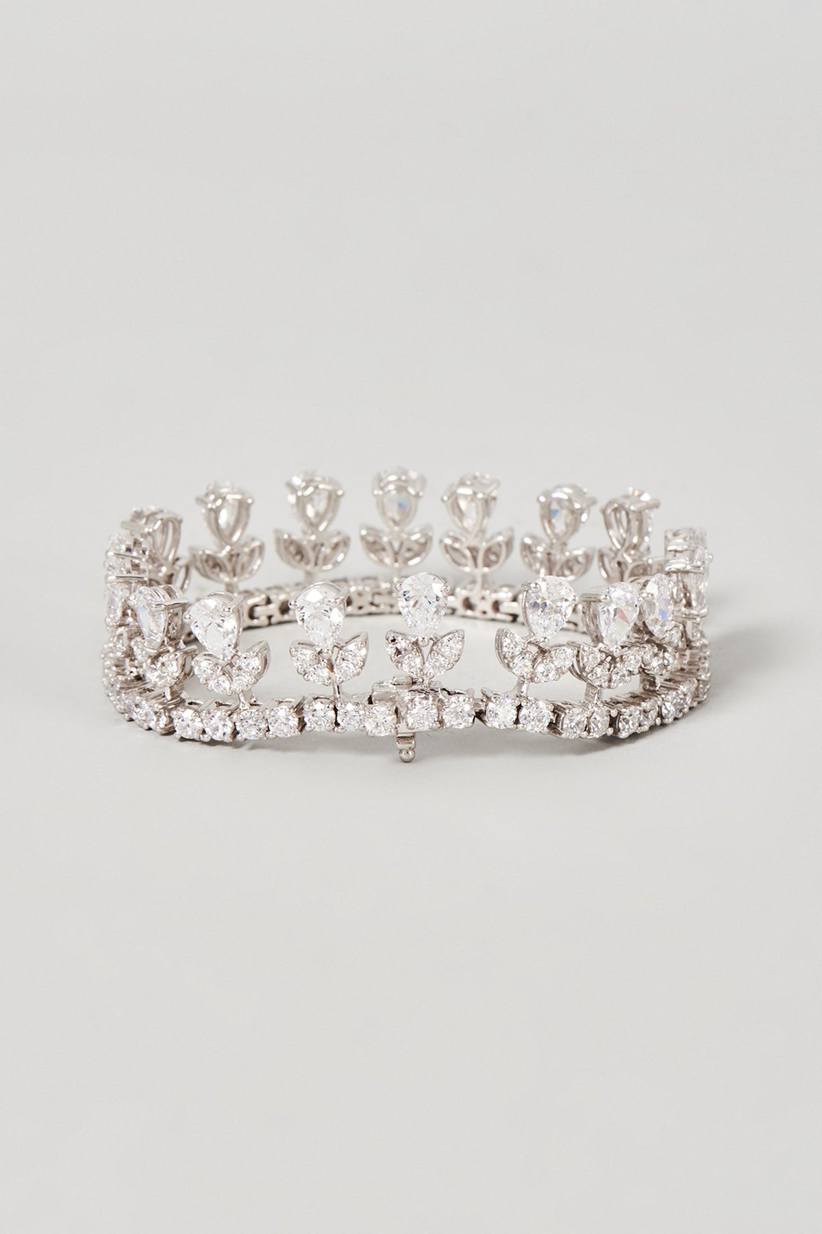 White Finish Swarovski Zirconia Bracelet In Sterling Silver