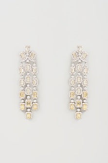 White Finish Swarovski Zirconia Chandelier Earrings In Sterling Silver
