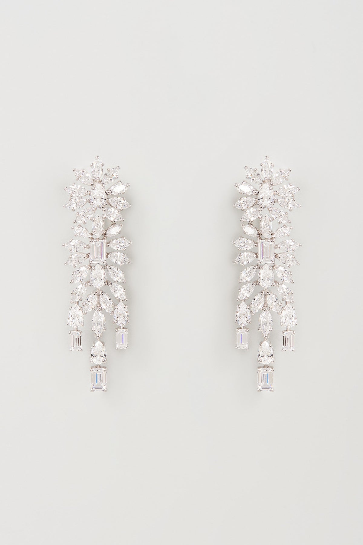 White Finish Swarovski Zirconia Dangler Earrings In Sterling Silver