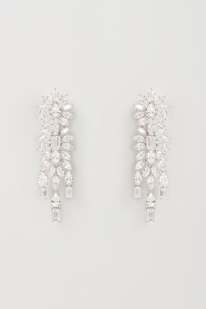 White Finish Swarovski Zirconia Dangler Earrings In Sterling Silver