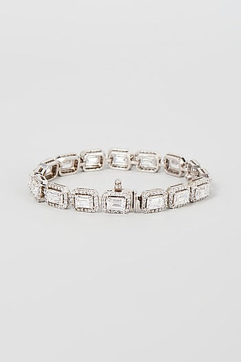 White Finish Swarovski Zirconia Bracelet In Sterling Silver