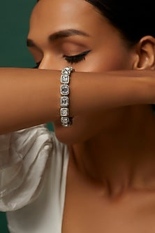 White Finish Swarovski Zirconia Bracelet In Sterling Silver
