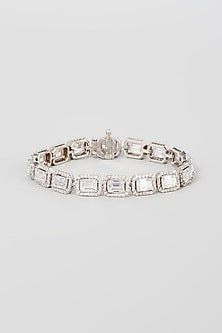 White Finish Swarovski Zirconia Bracelet In Sterling Silver