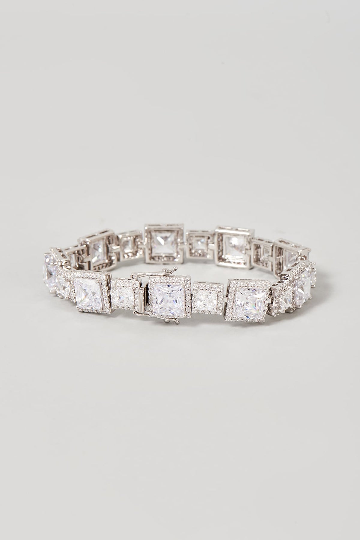 White Finish Swarovski Zirconia Cuff Bracelet In Sterling Silver