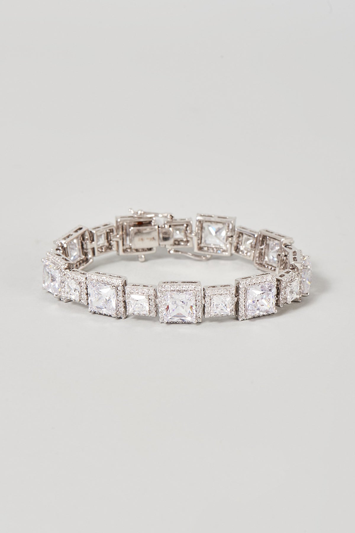 White Finish Swarovski Zirconia Cuff Bracelet In Sterling Silver