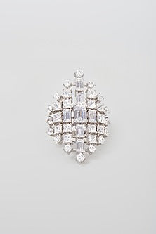 White Finish Swarovski Zirconia Ring In Sterling Silver