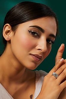 White Finish Swarovski Zirconia Ring In Sterling Silver