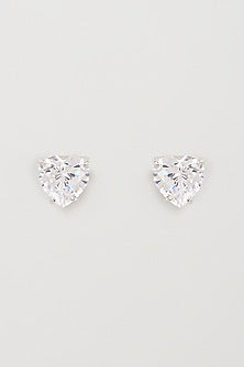 White Finish Swarovski Zirconia Stud Earrings In Sterling Silver