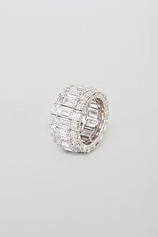 White Finish Swarovski Zirconia Eternity Ring In Sterling Silver