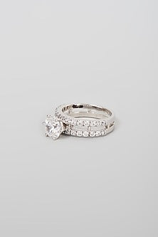White Finish Swarovski Zirconia Ring In Sterling Silver