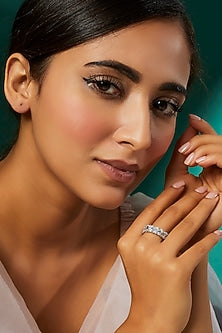 White Finish Swarovski Zirconia Eternity Ring In Sterling Silver