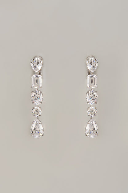 White Finish Zircon Dangler Earrings In Sterling Silver
