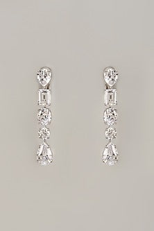 White Finish Zircon Dangler Earrings In Sterling Silver