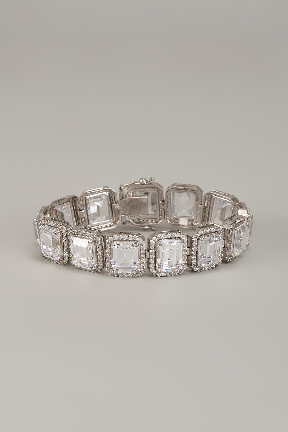 White Finish Swarovski Zirconia Bracelet In Sterling Silver