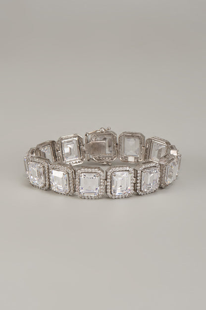 White Finish Swarovski Zirconia Bracelet In Sterling Silver