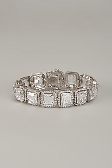 White Finish Swarovski Zirconia Bracelet In Sterling Silver