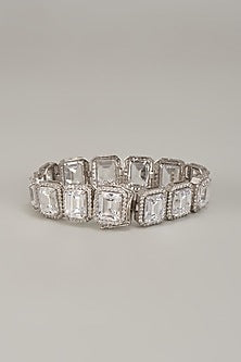 White Finish Swarovski Zirconia Bracelet In Sterling Silver