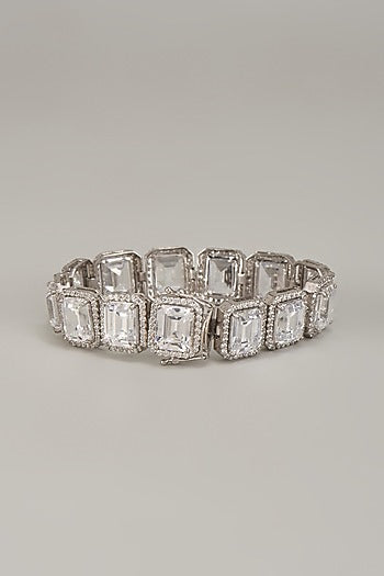 White Finish Swarovski Zirconia Bracelet In Sterling Silver