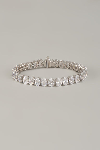 White Finish Swarovski Zirconia Bracelet In Sterling Silver