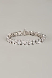 White Finish Swarovski Zirconia Bracelet In Sterling Silver