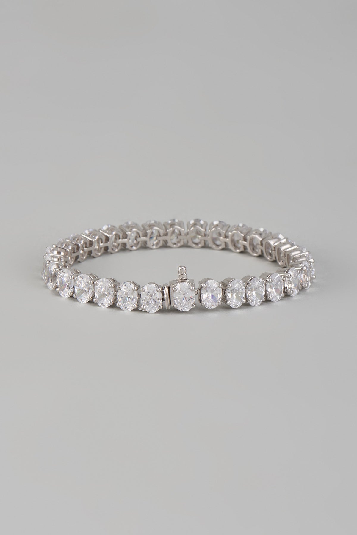 White Finish Swarovski Zirconia Bracelet In Sterling Silver